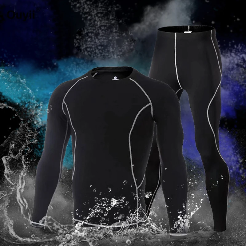 

New Compression Tracksuit Fitness Tight Sportswear Gym Running Clothing Suit T-shirt Leggings Men's Sportswear Gym Sport Suit