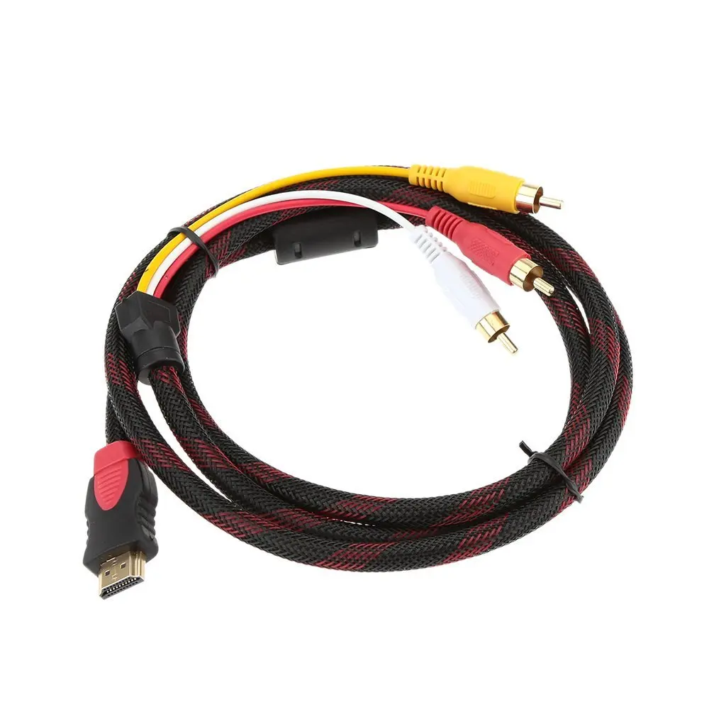 1 5 м/5 футов Позолоченный 1080P HDMI штекер 3 RCA компонентный видео и аудио HD конвертер