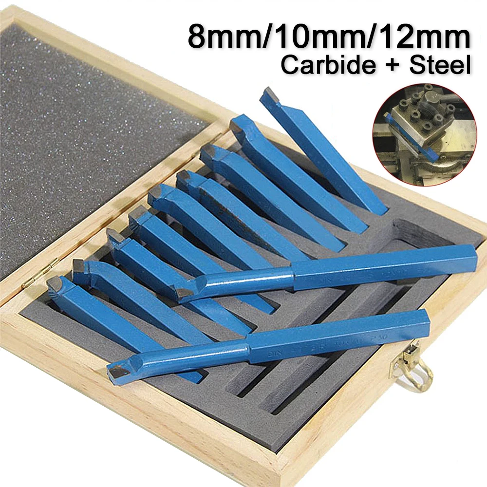 

11pcs CNC Lathe Cutting Tool Metal Carbide Brazed Tipped Bit Working Lathe Turning Cutting Threading Tool Set 8/10/12mm Welding