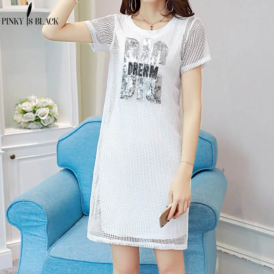 Wholesale Pinky Is Black Summer Style Women Dress 2017 Elegant Work Office Party Casual Summer Sequined O-neck Mesh Dress Vestidos Buy Cheap Pinky Is Black Summer Style Women Dress 2017 Elegant Work Office Party Casual Summer Sequined O-neck Mesh Dress Vestidos