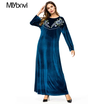 

Casual Maxi Dress Blue Cotton Middle East Abaya Shirt Loose Style Muslim Robe Moroccan Burka Kimono Kaftan Islamic Arab Dubai