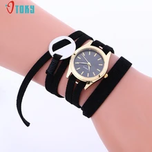 Relogio Feminino Fashion PU Leather Bracelet Watches Weaving Lady Women Wrist Watch Creative Mar23