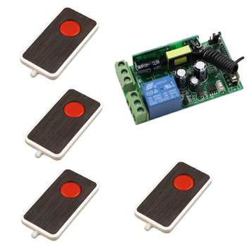 

AC 85V~250V Wireless Remote Control System Radio Switch remote switch 110V 220V 1CH receiver 4Pcs Red Button Transmitter