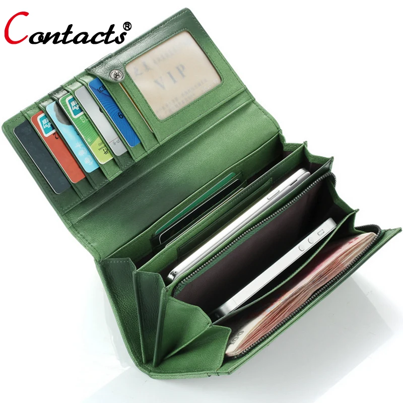 

CONTACT'S Luxury Kintting Genuine Leather Women Wallet Female Purse Card Holder female clutch bag ladies coin Money summer Bag