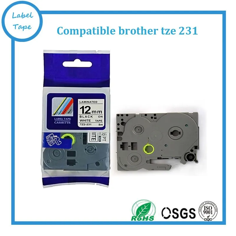 3 шт./лот 12 мм * 8 м Tze 231 tz231 Φ черный на белом P touch tz-231 этикетка ленточный картридж |