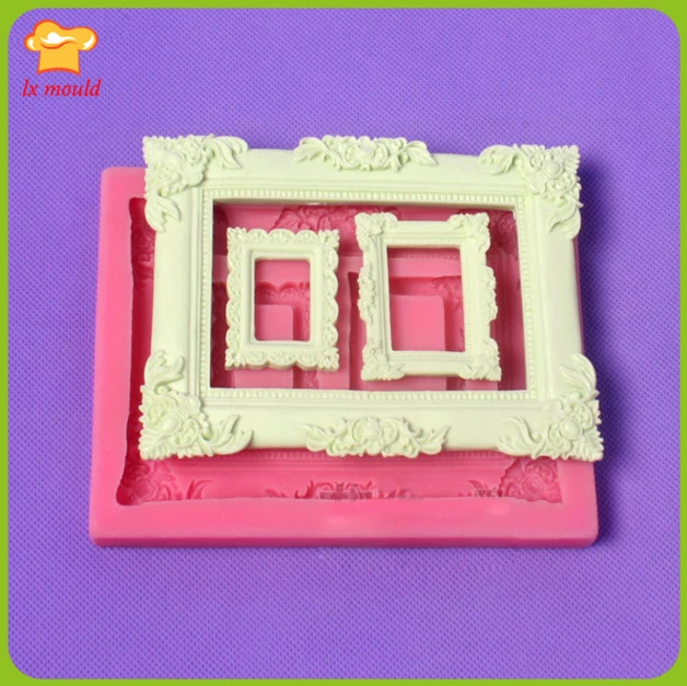 

Liquid silicone mold retro pattern 3 frame frame cake decorated chocolate candy mold