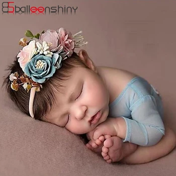

BalleenShiny 3PCS Baby Girls Artificial Flower Headband Elastic Nylon Ribbon Newborn Hairband Birthday Party Gift Headwear Set