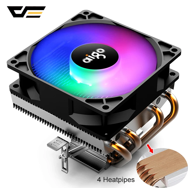 Heatsink CPU Cooler W// LED RGB Cooling Fan 4 Heatpipe 3 Pin For Intel LGA 2011
