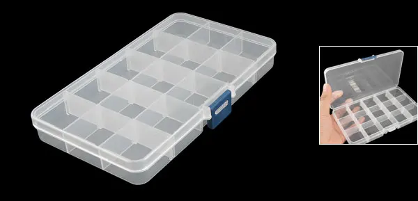 Clear Plastic Adjustable 15 Compartments Jewelry Earring Fish Hook Case Box