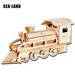Игрушки для детей 3D головоломка своими руками Деревянный конструктор паровой локомотив детская игрушка также подходит для взрослых
