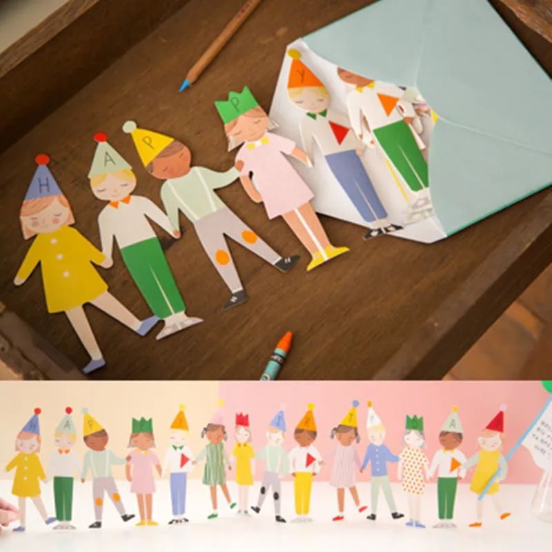 Новая мода ручной работы Арт Деко с днем рождения поздравительная открытка ручной работы цветные вечерние открытки для девочек подарок для детей пригласительная открытка сделай сам