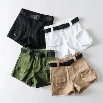 

UIDEAZONE Women Summer Sports Shorts Wide Leg Casual Workout Waistband Tooling Short Cozy High Waist Pocket Solid Color