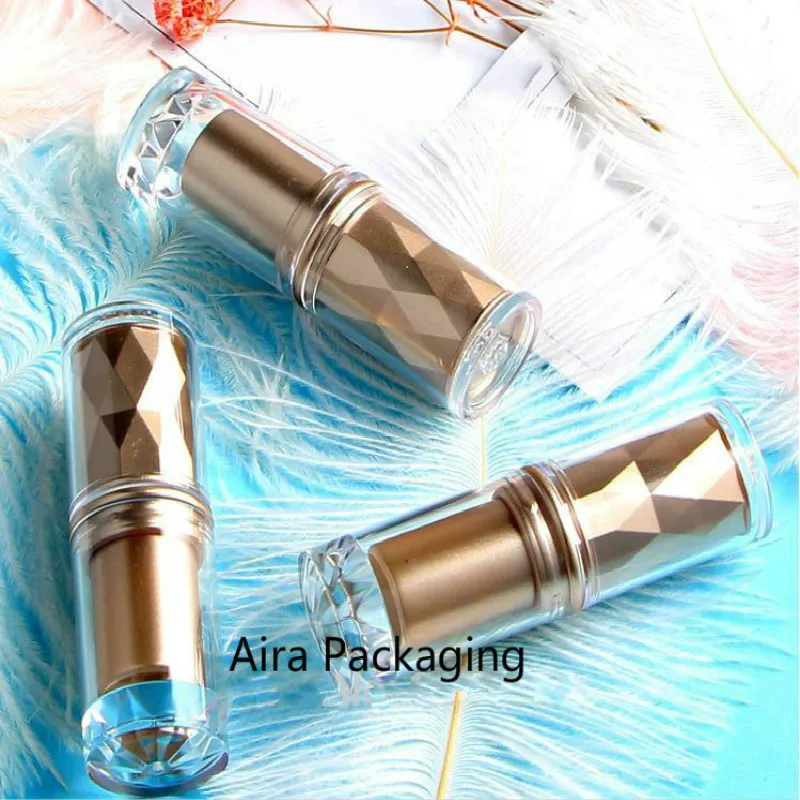 

12.1mm Rose Gold Empty Plastic Lip Rouge Sub Container Elegant Lip Balm Packing Bottle High Grade Lipstick Tube 50pcs/lot