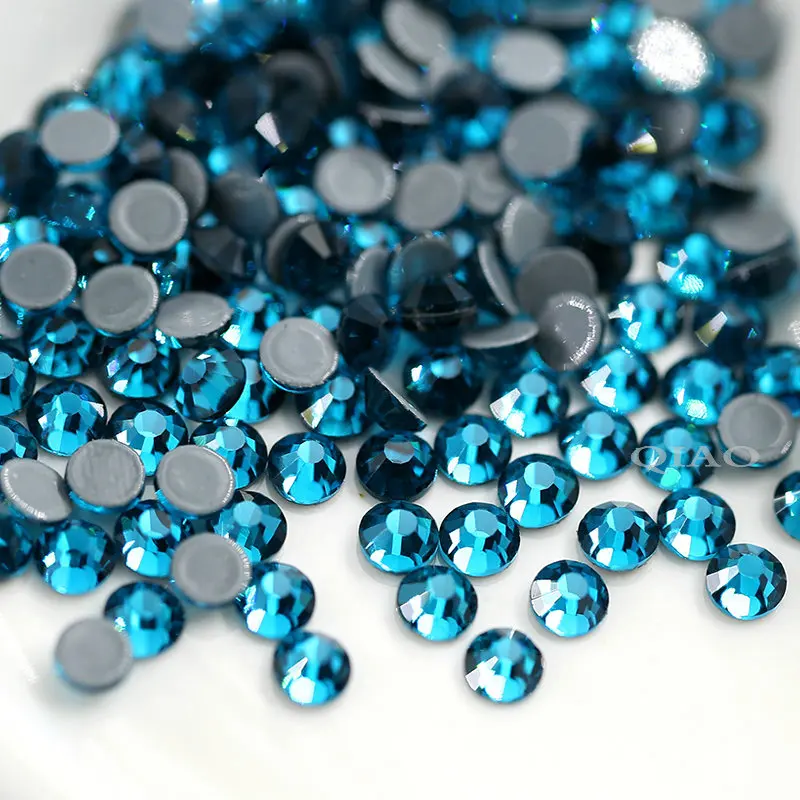 

Top Quality Malachite Blue Hot-fix Rhinestones SS16 SS20 Crystal Glass Iron on Rhinestone for Wedding Decoration Blue Zircon