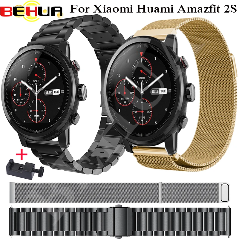 Ремешок из нержавеющей стали для часов Xiaomi Huami Amazfit Pace Stratos 2/2S 22 мм магнитный