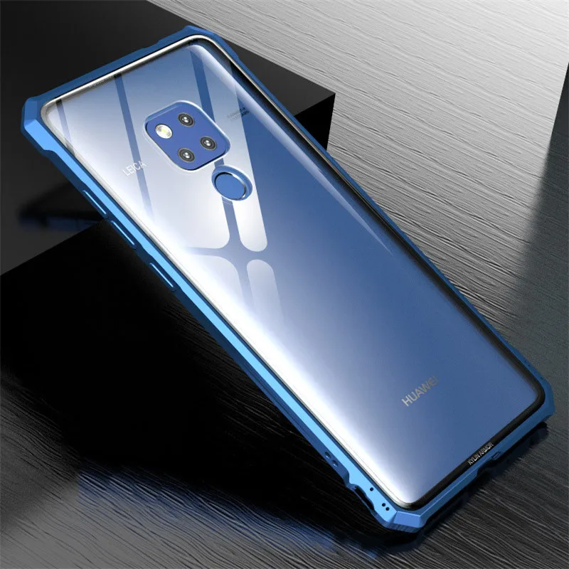 

Tempered Glass Case for Huawei Mate 20 Lite Mate20 Pro Cases Metal Frame Clear Glass Back Cover Bumper for Maimang7
