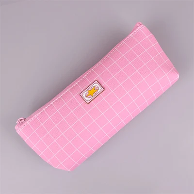 Розовый квадратный сетки водонепроницаемый PU джинсовый пенал школьные пеналы для девочек канцелярские рулон карандашей сумка - Цвет: 03