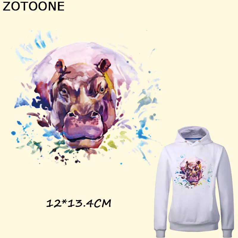 

ZOTOONE Colorful Hippo Iron on Patch for T-shirt Dresses Jeans A-level Washable DIY Accessory Decoration Heat Press Appliqued C