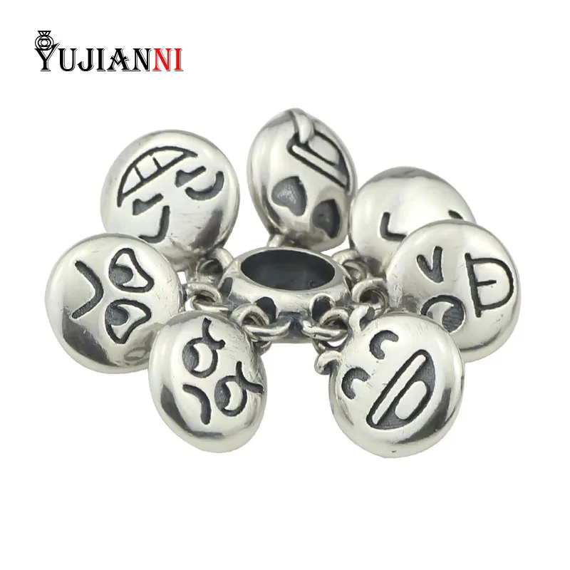 

925 Sterling Silver Laugh Cry Happy Faces Beads DIY Jewelry Making Charm Fits European Original Troll Bracelet&Necklace