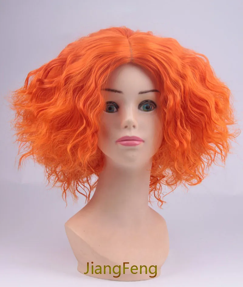 

Movie Alice in Wonderland 2 Mad Hatter Cosplay Wigs Tarrant Hightopp Orange Short Heat Resistant Synthetic Hair Wig + Wig Cap