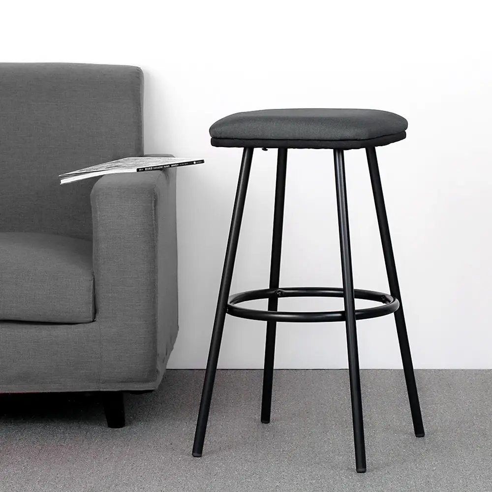 

iKayaa 2PCS Modern Metal Bar Stools with Footrest Counter Pub Stool Padded Seat Kitchen Chairs Home Bar Furniture US DE Stock