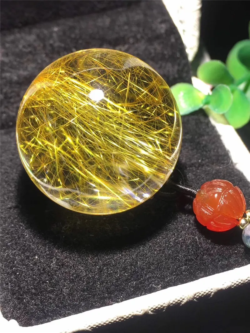 Natural Gold Rutilated Quartz Titanium Pendant (4)