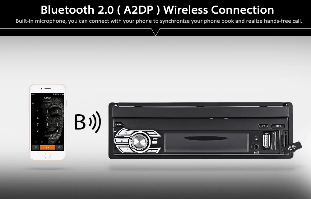 Excellent Universal RM - CT0008 7 Inch Car Multimedia Player 1 Din Retractable Screen Android 6.0 GPS Navigation BT Radio Receiver 4