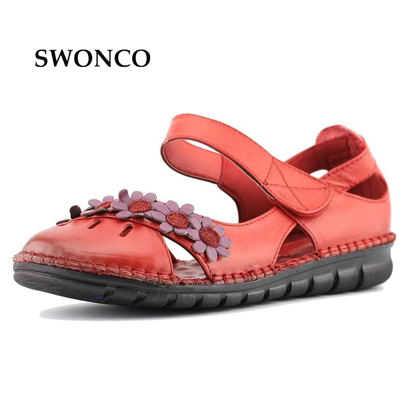 Massage Sole Woman Sandals Shoes 2017 New Quality Genuine Leahter Ankle Belt Leisure Summer Shoes Breathable Female Sandals