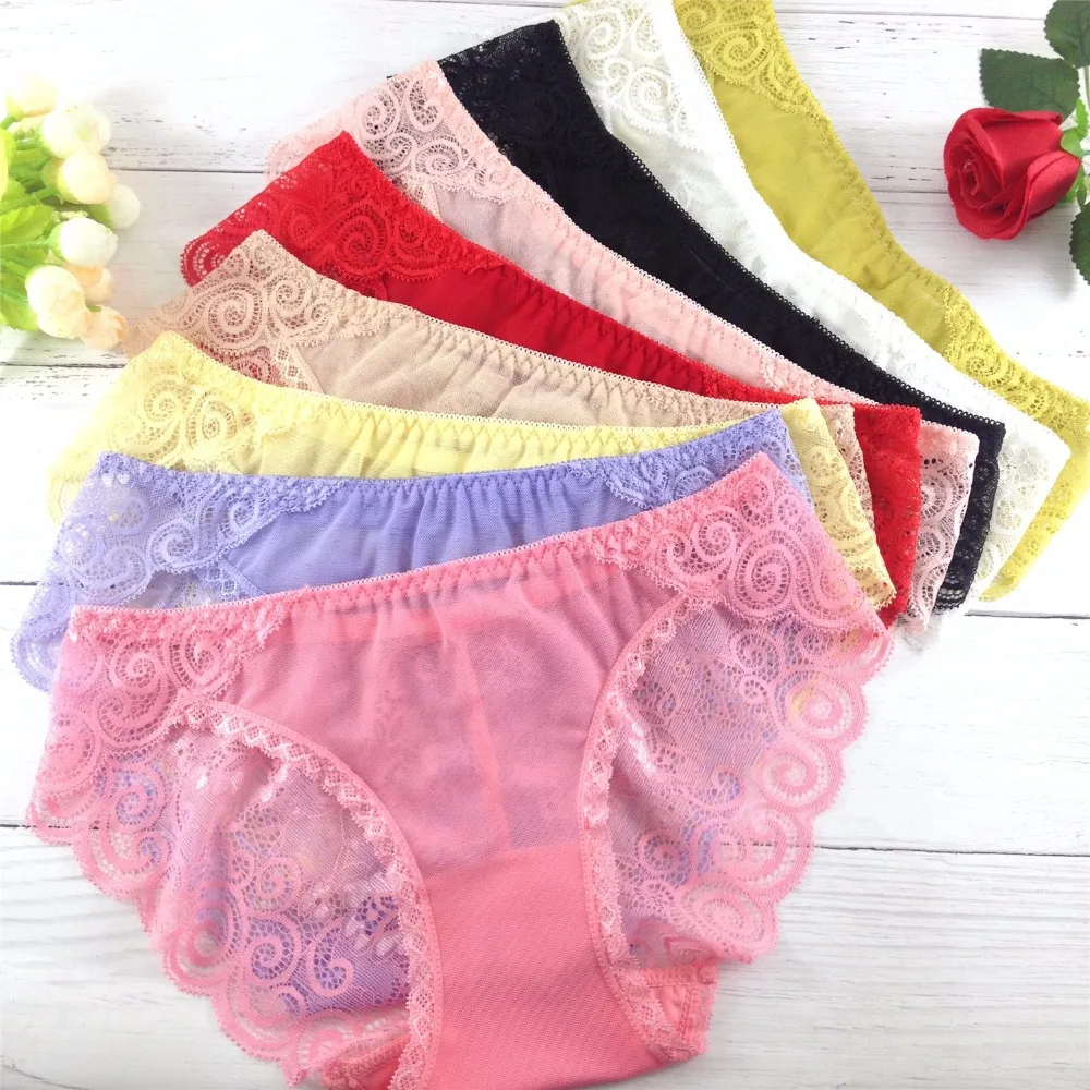 5pcs/lot teenage girls’ Underwear Lace Briefs multi colors styles