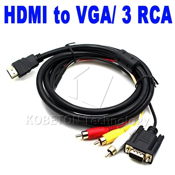 Kebidu 1,5 м 5FT HDMI мужчина к VGA+ 3RCA адаптер Видео Аудио AV кабель позолоченный 3 RCA конвертер-соединитель 1080 p для HDTV