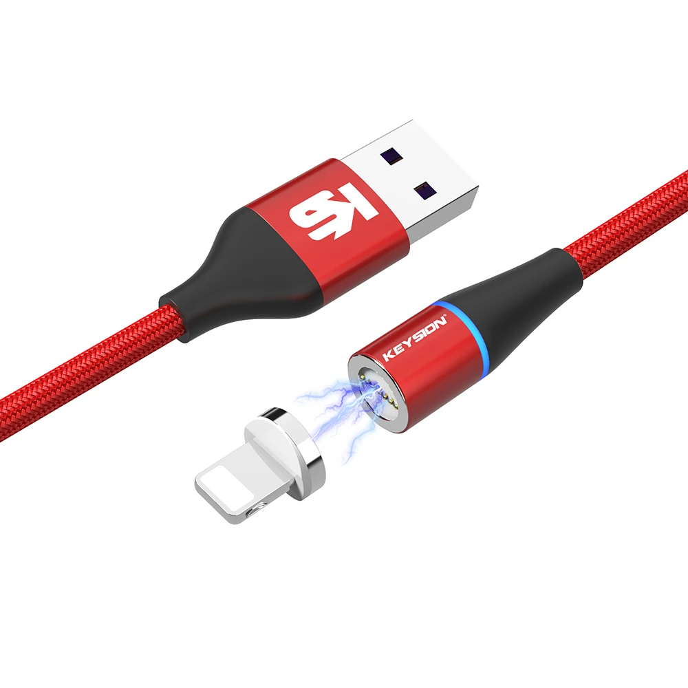 KEYSION 5A Магнитный кабель для iPhone type C Магнитный зарядный кабель Micro USB C для huawei кабель для мобильного телефона - Цвет: Red 1m