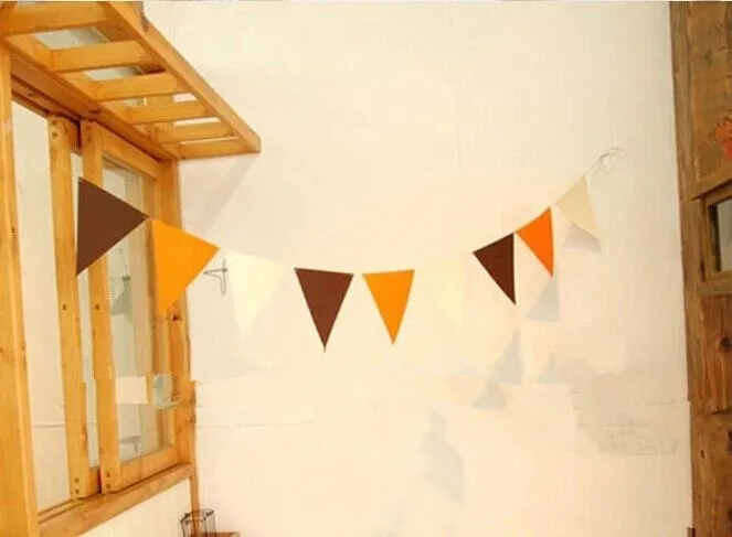 New Brown Orange Beige Pennant Flag Baby Birthday Party Garland Children's Day Kindergarten Classroom Banner Bunting | Дом и сад