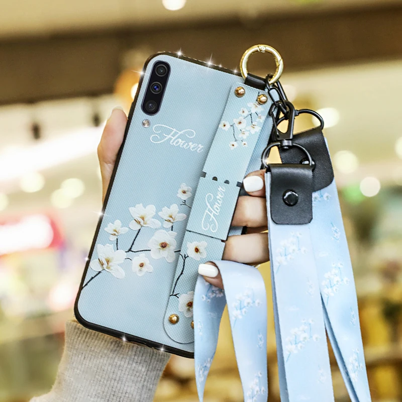 Дамский браслет чехол для телефона Samsung Galaxy A50 A30 A70 S10 S8 S9 Plus S10e Note 8 9 силиконовая