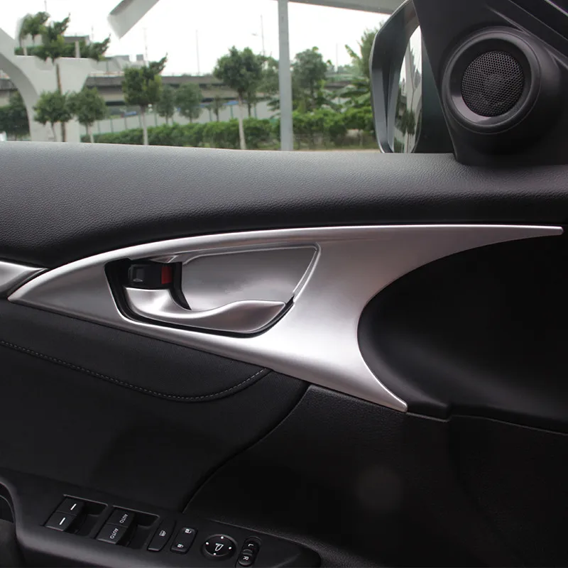 Автомобильные накладки из углеродного волокна на внутреннюю дверную ручку, декоративные наклейки для Honda Civic 10th, аксессуары