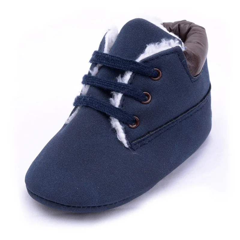 Детская обувь для маленьких мальчиков и девочек с мягкой подошвой; зимняя теплая обувь для малышей из флока; мокасины для новорожденных; Детские ботиночки для мальчиков - Цвет: WS-X-0099DB