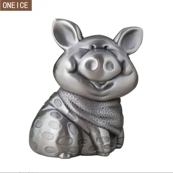 

Smiley pig piggy bank Metal anti-fall alloy children's coin box Creative home decoration animal piglet money saving gift box