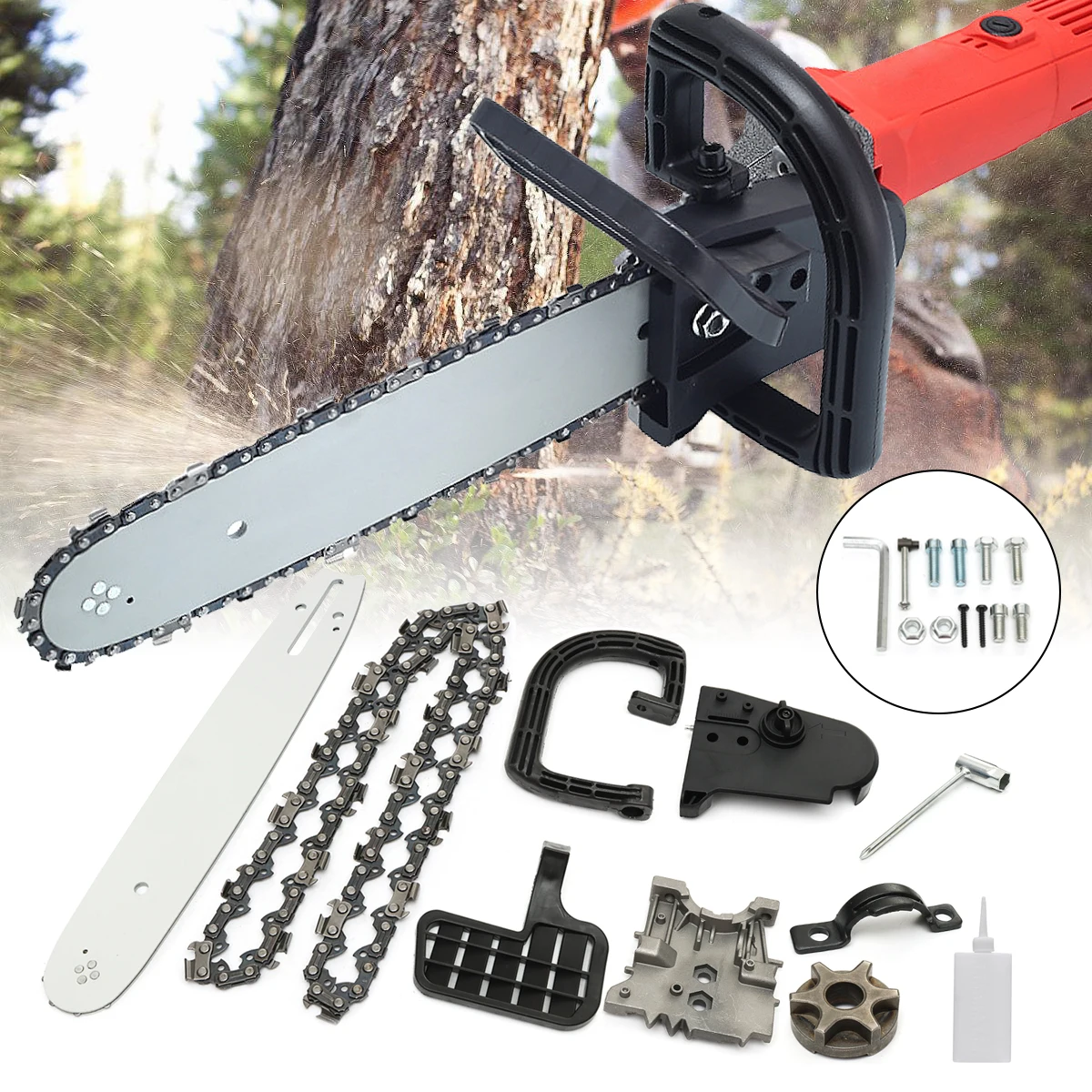 

11.5" Woodworking Chain Saw Bracket Set for Angle Grinder Into Chain Saw Woodworking Non-Regulating Chainsaw Refit Kit Set