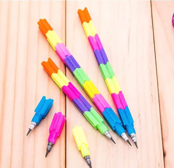 

Rainbow building blocks pencil pencils toy 12 Pcs Drawing Sketches Woody Colour Pencil Pencil Gift School/ Office/Art Supplies