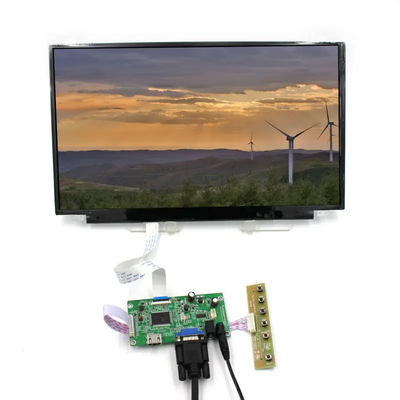 

HDMI VGA LCD controller board with 14.0inch 1920x1080 IPS lcd screen 30pin EDP cable one of B140HAN01.2 B140HAN01.3 lcd panel