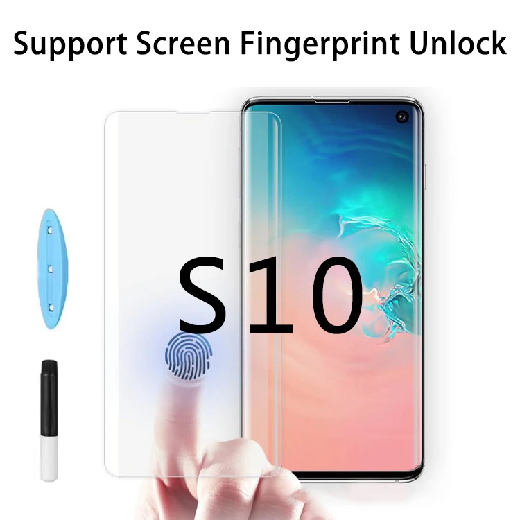 

3D UV Nano Liquid Screen Protector For Samsung Galaxy S10 Plus Tempered Glass Full Glue For Galaxy S10 Screen fingerprint unlock