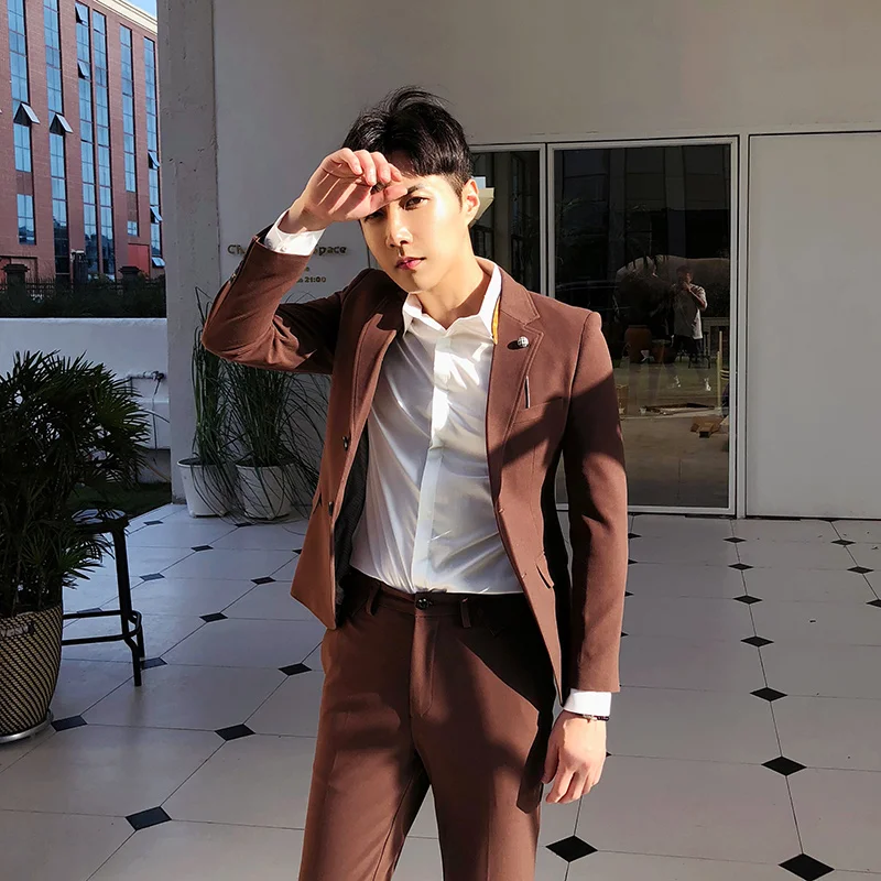 Automne Tenue Nouveau Hommes Pièce Mariage Deux Tendance