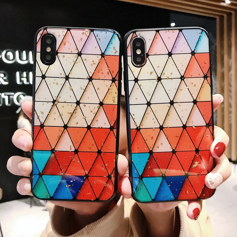 

Beily Colorful Case for iPhone XS Max XR X 6 6S 7 8 Plus Cute Luxury Geometric Glitter Silicone Cover Case for iPhone 8 7 Plus