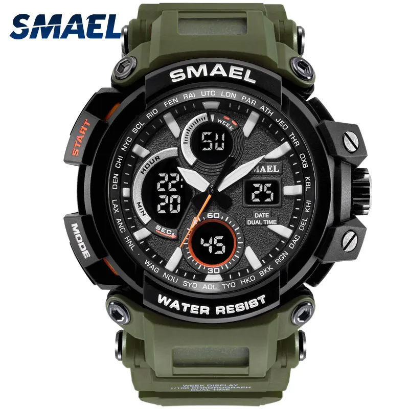 

SMAEL New Mens Watch Sport Quartz Men Wristwatches Quartz 10 color options Led Digital Sports Watches Men Relogio Masculino