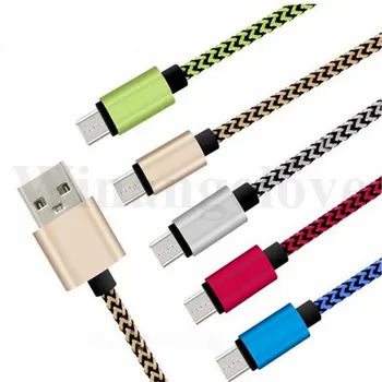 

100pcs/lot 1M fabric braided USB C Type c Usb data charger cable accessory bundles For Samsung s8 for Nokia N1 for Lumia