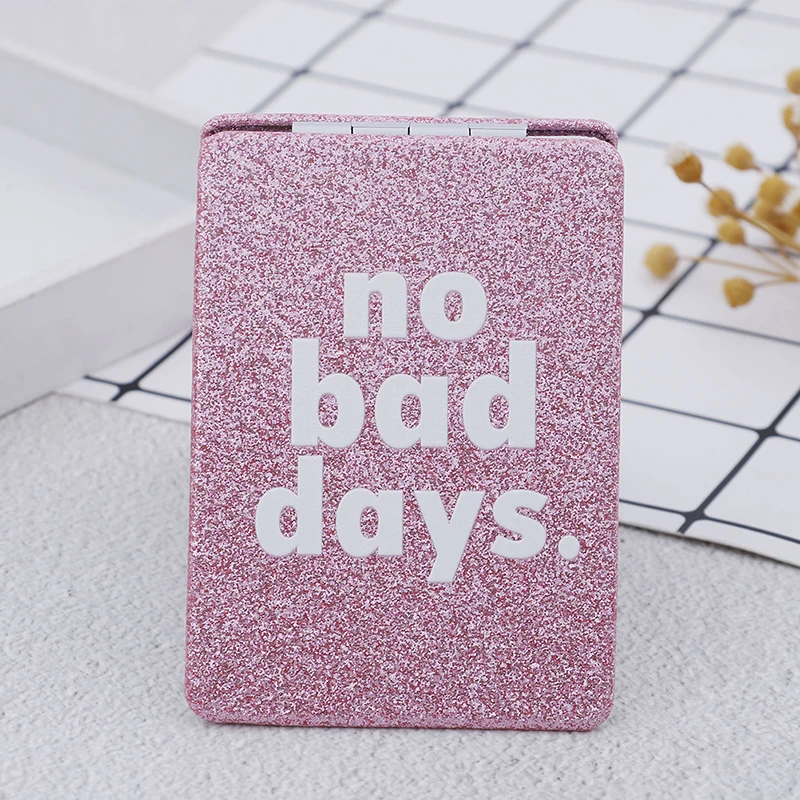 Pink Double Side Folding Mini Mirror Portable Square Pocket Cute Makeup Travel Compact Mirror Gift For Women Girl