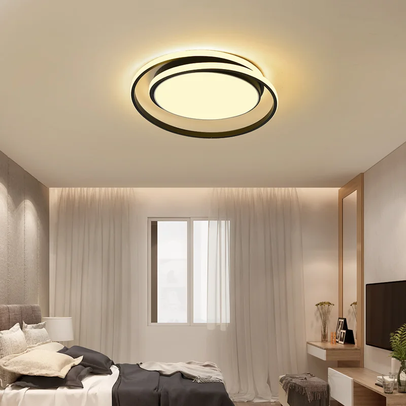 Living room LED ceiling chandelier for kitchen bedroom balcony lamp black and white round modern chandelier AC85-260V