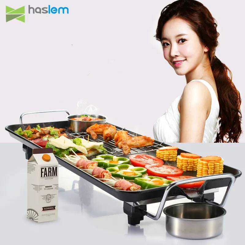 

1500W household electric grill Korean style Non-stick electric oven Smokeless barbecue machine Teppanyaki Barbecue pot