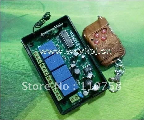 

4000W 220V 10A 4CH Fixed Code Wireless Remotes Control Switch System Receiver*controller 315MHZ
