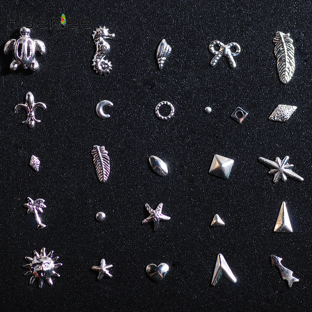 

500 Pieces Nail Slices Hollow Frame Design Silver Rivets For DIY Japanese Style Nail Art Studs Charm Decoration Tool