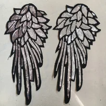 1 Pair Sliver Sequins Patch for Clothes T-shirt DIY Wings Patches Appliques for clothing Sew-on Embroidered Patch